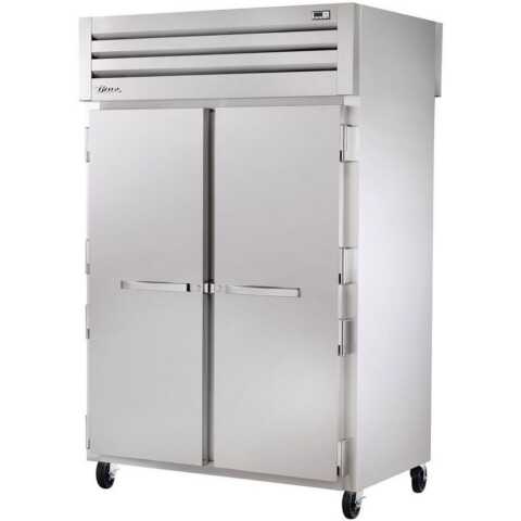 True STA2R-2S-HC 53" Spec Series Reach-In Two Section Solid Swing Door Refrigerator w/ Stainless Steel Exterior