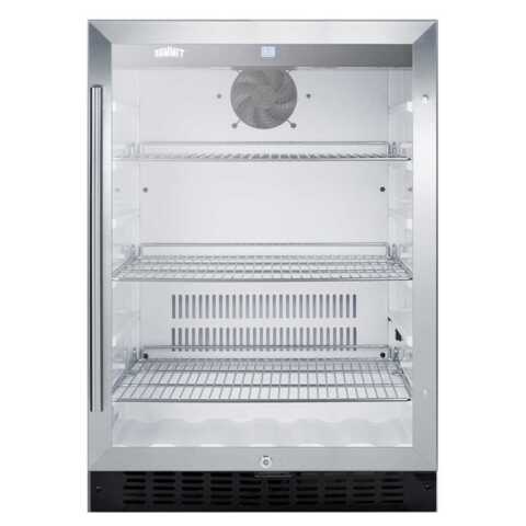 Summit SCR2464 24" Built-in Undercounter Glass Door Beverage Refrigerator with Lock and Black Cabinet