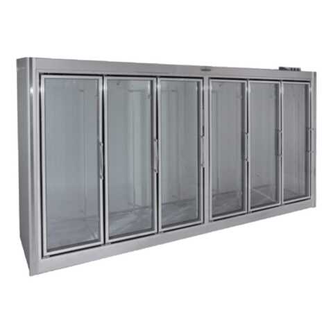 Universal ADM-6-R 150" Stainless Steel Six Swing Glass Door Merchandiser Refrigerator, Remote