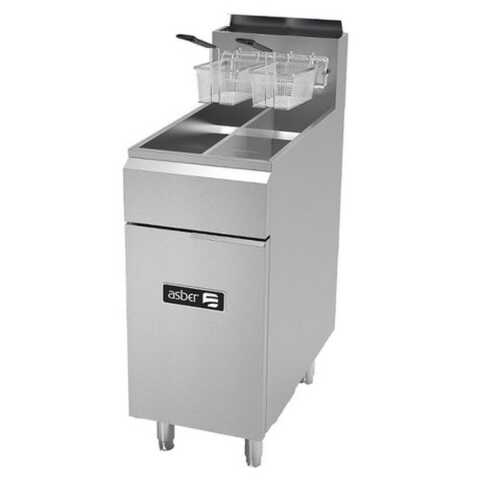 Asber AEF-2525-S 16" Natural Gas 50 lb. Gas Fryer with Stainless Steel Tank - 152,000 BTU