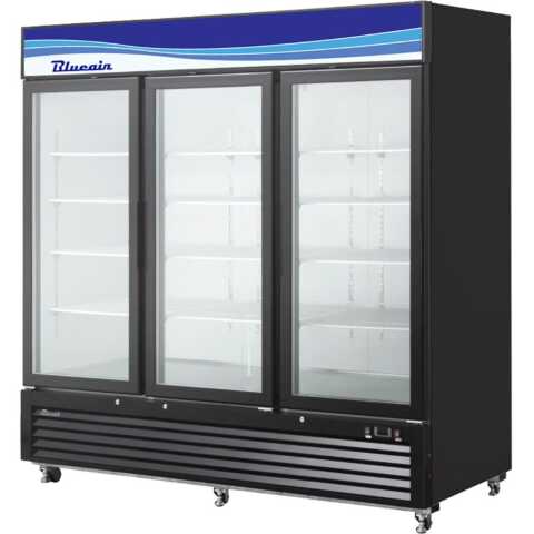 Blue Air BKGM72B-HC 82" Black Swing Glass Door Merchandiser Refrigerator - 72.0 Cu. Ft.