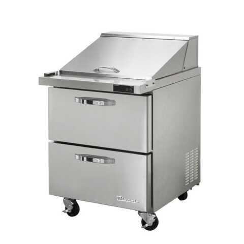 Blue Air BLMT28-D2-HC 28" Refrigerated Mega Top Sandwich Prep Table with 2 Drawers - 7.0 Cu. Ft.