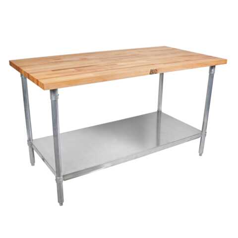 John Boos JNS21 36"D x 120"L Maple Top Work Table with (Undershelf)