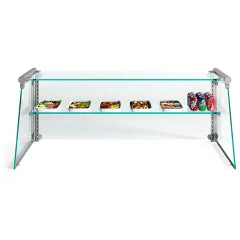 Custom Glass SGX48 48" Frameless Glass Sneeze Guard with Stainless Steel Tubing for Counter, Salad Bars, or Steam Tables