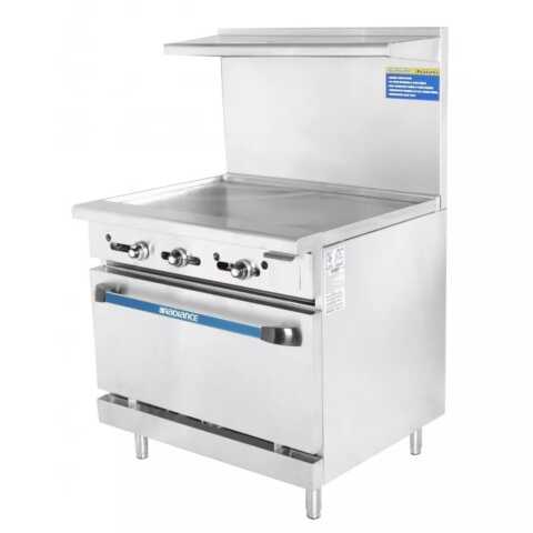 Turbo Air Radiance TAR-36G-NG 36" Natural Gas Commercial Range with Oven & Griddle Top - 94K BTU