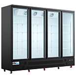 Coldline D4-B 98" Four Glass Door Merchandiser Freezer with LED Lighting, Black