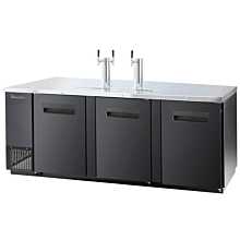 Blue Air BDD90-4S-HC 90" Stainless Steel Three Solid Door Kegerator Beer Dispenser with Tower and Tap - 31.6 Cu. Ft.