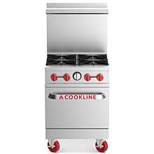 Cookline CR24-4-LP 24" Liquid Propane 4 Burner Commercial Range with Oven - 151,000 BTU