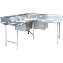 119" 3 Compartment Corner Sink with Both Side Drainboard