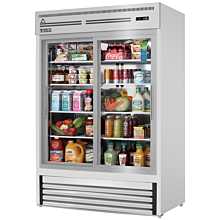 Everest EMGR48-SS 53" Stainless Steel Two Section Sliding Glass Door Bottom Mounted Merchandisers Refrigerator, 48 Cu. Ft.
