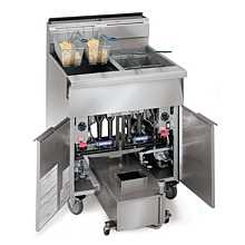 Imperial IHRSP375T 58" Natural Gas Floor Model Three Battery 75Lb. Capacity Each Fryer with Electronic Thermostat