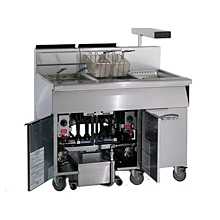 Imperial IFSCB475T 97" Liquid Propane Floor Model Four Battery 75Lb. Capacity Each Fryer with Electronic Thermostat