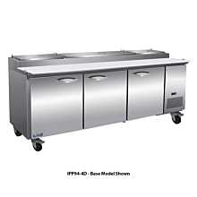 IKON IPP94-4D 94" Three Door Refrigerated Pizza Prep Table, 12 Pans, Four Drawer