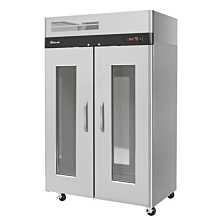 Turbo Air M3H47-2-G-TS M3 Series 52" Reach-In Two-Section Glass Door Heated Cabinet w/ Universal Tray Slide - 43 Cu. Ft.