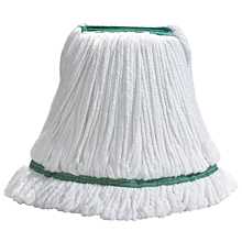 Winco MOPM-L 17 oz Large Wet Mop Head, White with Green Bands