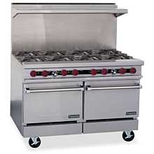 Therma-Tek TMD48-8-2-NG 48" Natural Gas Eight Burner Restaurant Range with Two 20" Space-saver Oven - 294,000 BTU