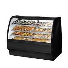 True TGM-DC-59-SC/SC-B-W 59" Curved Glass / Solid Colored End Dry Display Merchandiser Case with Black Exterior & White Interior