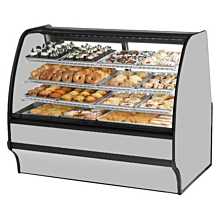 True TGM-DC-59-SC/SC-S-W 59" Curved Glass / Solid End Dry Display Merchandiser Case with Stainless Steel Exterior & White Interior