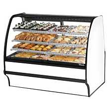 True TGM-DC-59-SC/SC-W-W 59" Curved Glass / Solid Colored End Dry Display Merchandiser Case with White Exterior & Interior