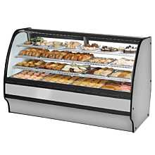 True TGM-DC-77-SC/SC-S-W 77" Curved Glass / Solid End Dry Display Merchandiser Case with Stainless Steel Exterior & White Interior