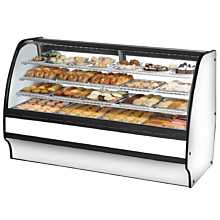 True TGM-DC-77-SC/SC-W-W 77" Curved Glass / Solid Colored End Dry Display Merchandiser Case with White Exterior & Interior