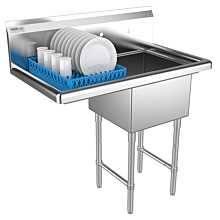 Prepline 31" One Compartment Stainless Steel Sink, with Left Drainboard, 18" x 18" Bowls
