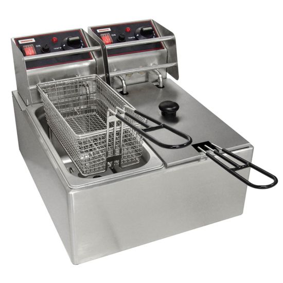 Cecilware Pro EL2X6 Electric Countertop Fryer with Two 6 lb. Fry